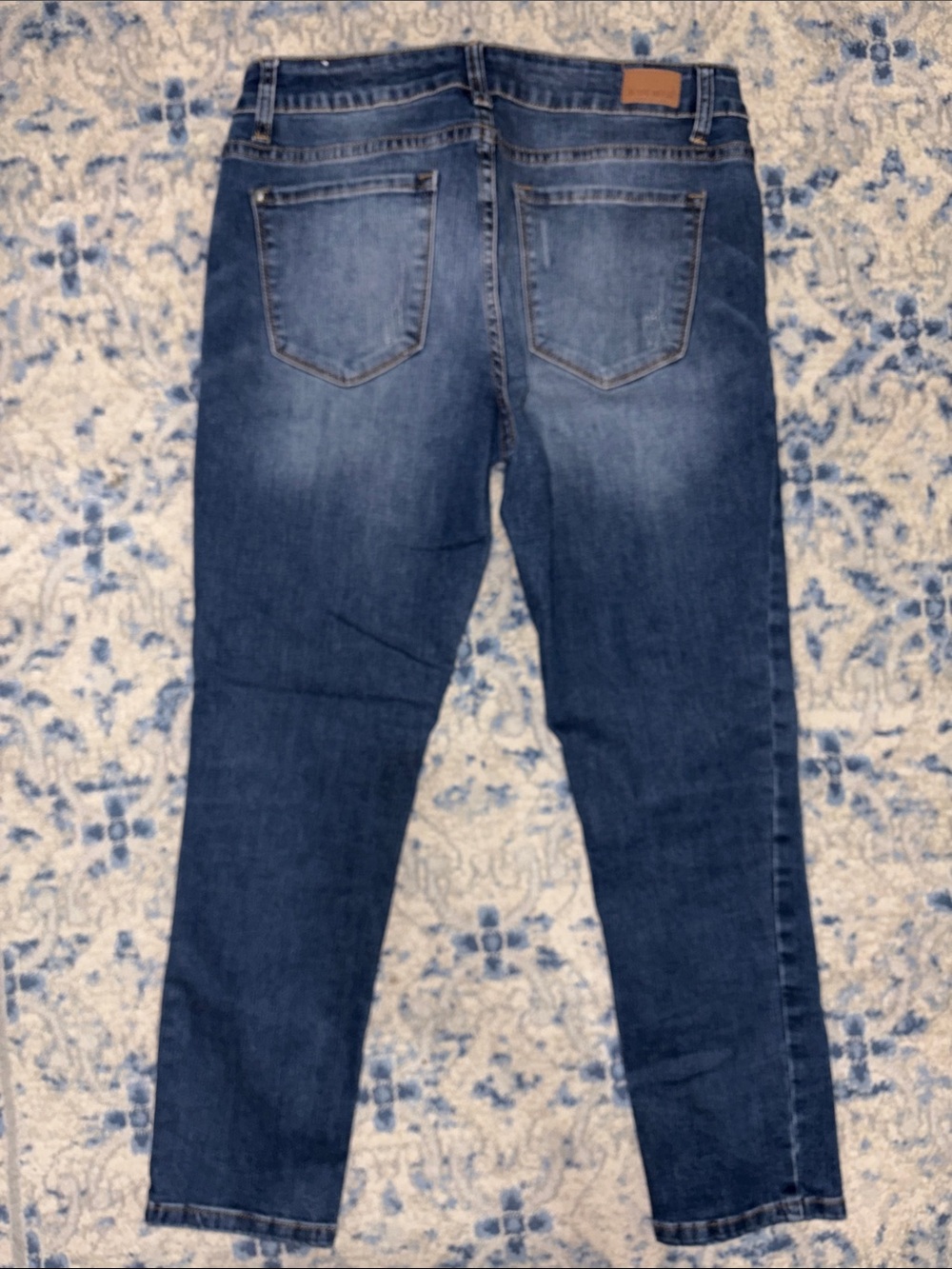 Judy Blue Distressed Dark Blue Ankle Jeans - Picture 2 of 7